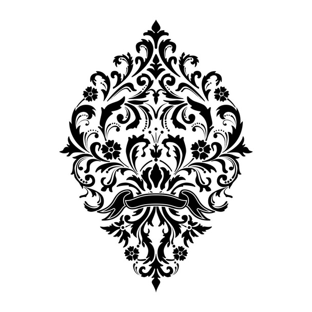 Vector damask element. Isolated damask central illistration. Classical luxury old fashioned damask ornament, royal victorian seamless texture for wallpapers, textile, wrapping - Διάνυσμα, εικόνα