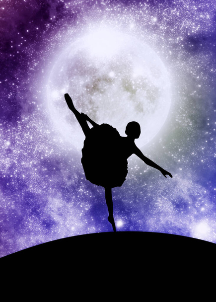 Moon dance woman silhouette - Foto, Bild