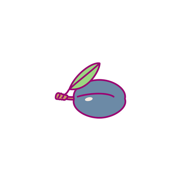 vector hand drawn cute fruit clip art. plum - Vecteur, image