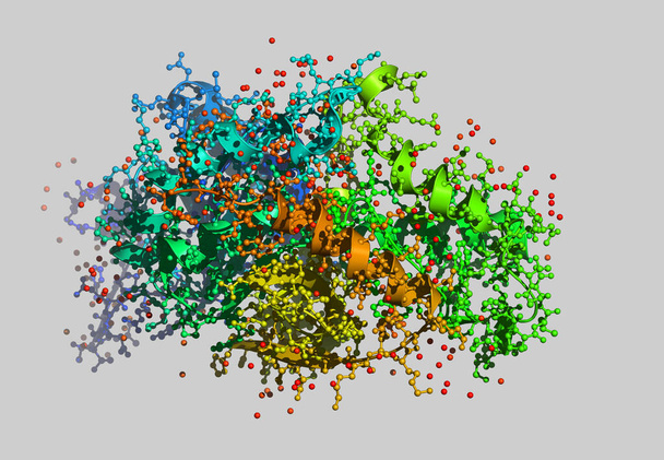 Enzym-Molekularmodell mit Atomen - Foto, Bild