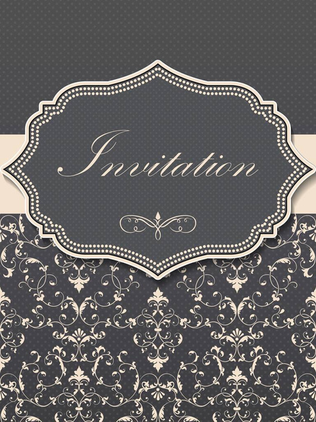 Wedding invitation and announcement card with vintage background artwork. Elegant ornate damask background. Elegant floral abstract ornament. Design template. - Διάνυσμα, εικόνα