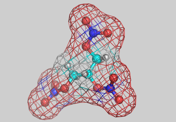molekulární model nitroglycerinu s atomy - Fotografie, Obrázek