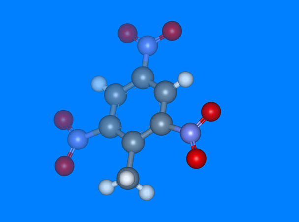 Trinitrotouluole molecular model with atoms - Photo, Image