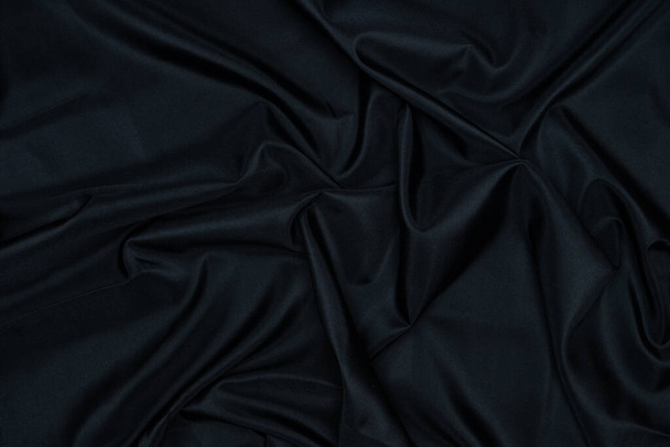 Abstract black drapery cloth, Pattern and detail grooved of black fabric for background and abstract - Φωτογραφία, εικόνα