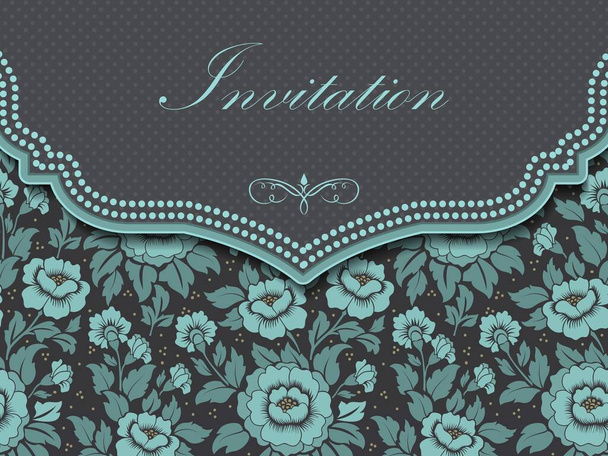 Wedding invitation and announcement card with floral background artwork. Elegant ornate floral background. Floral background and elegant flower elements. Design template. - Вектор, зображення