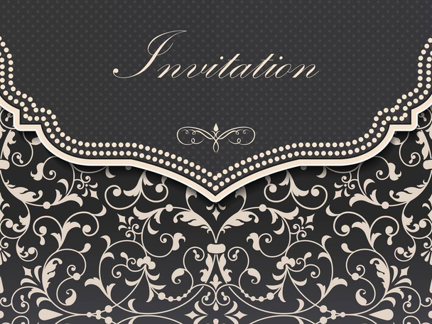 Wedding invitation and announcement card with vintage background artwork. Elegant ornate damask background. Elegant floral abstract ornament. Design template. - Вектор, зображення