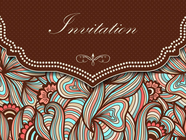 Wedding invitation and announcement card with floral background artwork. Elegant ornate floral background. Floral background and elegant flower elements. Design template. - Διάνυσμα, εικόνα
