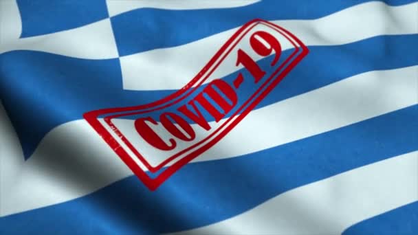 Штамп Ковид-19 на флаге Греции. Коронавирусная концепция
 - Кадры, видео