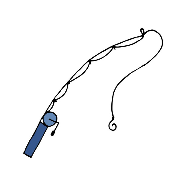 illustration couleur vectorielle dessinée à la main, élément sans fond, canne à pêche couleur
 - Vecteur, image