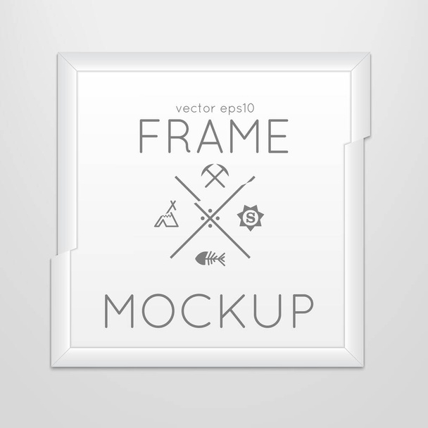 Vector template of square slashed frame with poster, placed in interior. Mockup for your posters or photos. Light style. - Vektori, kuva