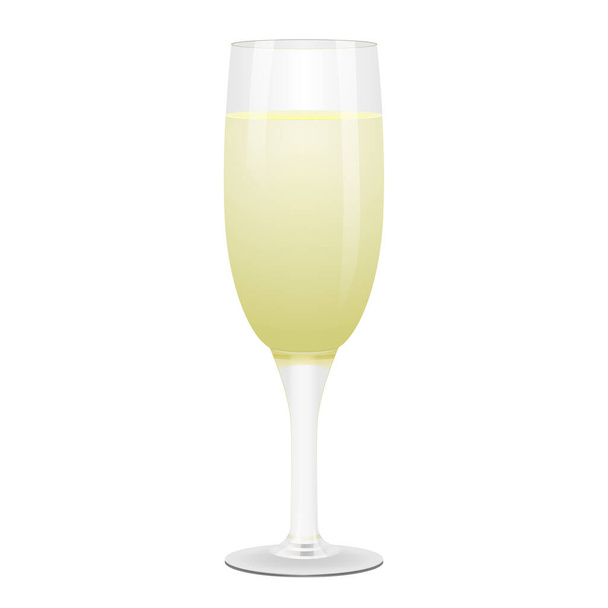 Glass glass filled with white wine isolated on a white background. - Vector, Image