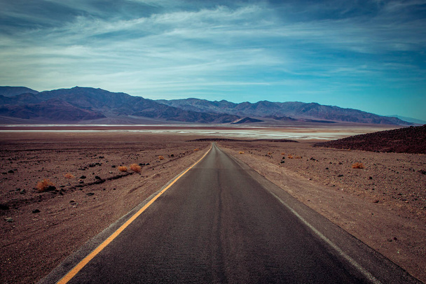 road lines in death valley desert, california, usa - Photo, Image