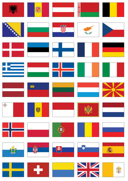 Conjunto de bandeira vetorial de todos os países europeus
. - Vetor, Imagem