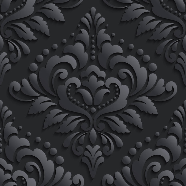 Vector damask seamless pattern element. Elegant luxury texture for wallpapers, backgrounds and page fill. 3D elements with shadows and highlights. Paper cut. - Vektör, Görsel