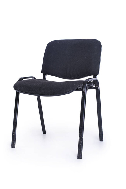 Beautiful office simple and classic black metal chair, seat, on a white isolated background in a minimalistic and geometric style. - Valokuva, kuva