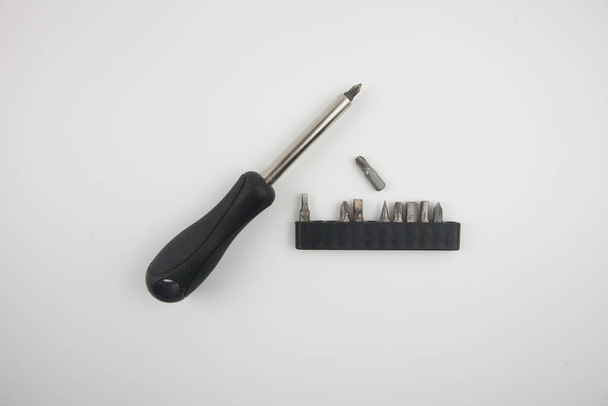 Furniture collection tools. Screwdriver. On a white background. - Foto, Imagem