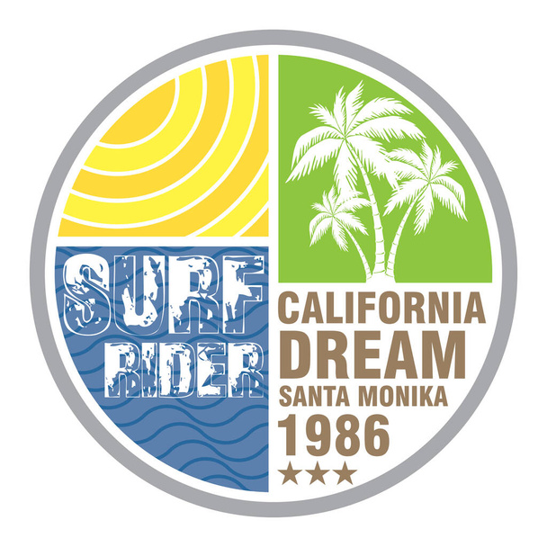 surf Los Angeles, Californie une impression, design de palmier original, mode chemise, graphisme style graphique original, design pour votre idée
 - Photo, image