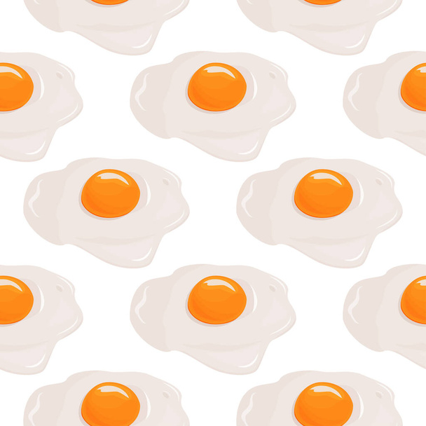 Fried eggs seamless pattern. Food background. Morning meal. - Vector, Image