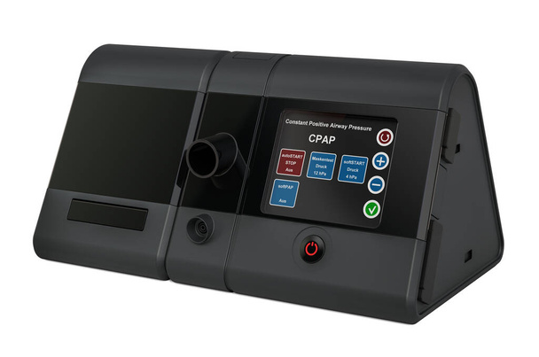 Máquina CPAP, presión positiva continua de las vías respiratorias. Representación 3D aislada sobre fondo blanco
 - Foto, Imagen