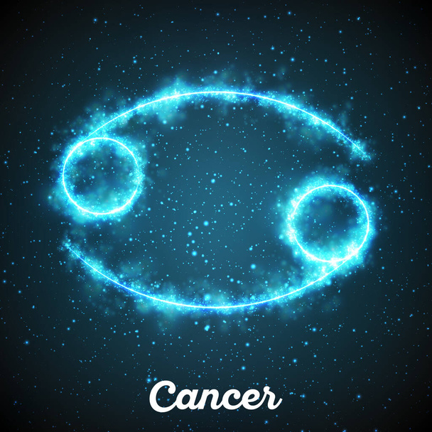 Vector abstract zodiac sign Cancer on a dark blue background of the space with shining stars. Nebula in form of zodiac sign Cancer. Abstract glowing zodiac sign Cancer, The Crab, greek:Karkinos - Vektor, obrázek