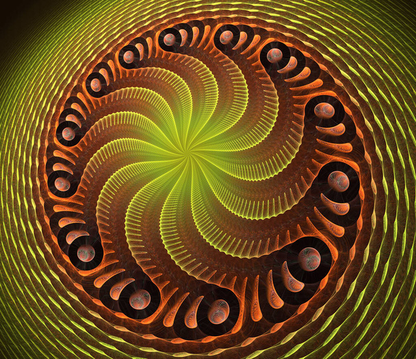 Digitale Computerfraktale Kunst abstrakte Fraktale Blasenspiralen. Abstrakter fraktaler Hintergrund Spirale computergeneriertes Bild. Digitale Kunstwerke für kreatives Grafikdesign - Foto, Bild