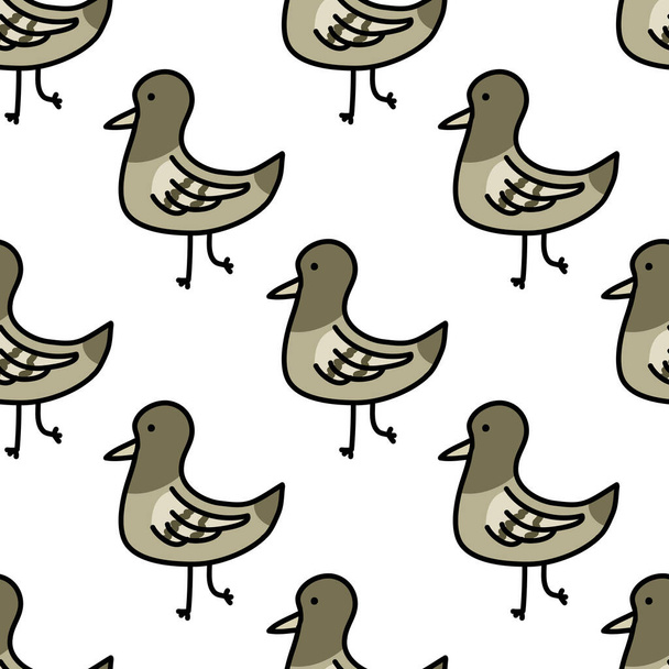 pigeon seamless doodle pattern, vector color illustration - Vector, Image