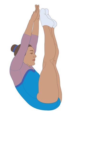 gymnast female in aerial jump from trampoline isolated on a white background - Vector, Image