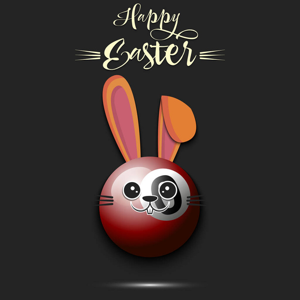 Happy Easter. Billiard ball made in the form of a rabbit - Wektor, obraz