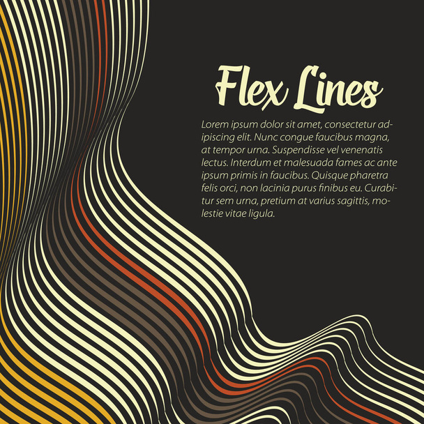 Vector warped lines background. Flexible stripes twisted as silk forming volumetric folds. Colorful stripes with variable width. Modern abstract creative backdrop. - Vetor, Imagem