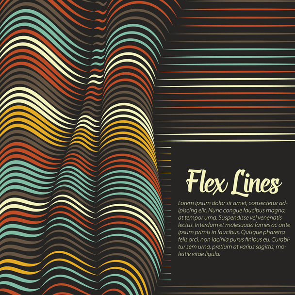 Vector warped lines background. Flexible stripes twisted as silk forming volumetric folds. Colorful stripes with variable width. Modern abstract creative backdrop. - Vector, Image