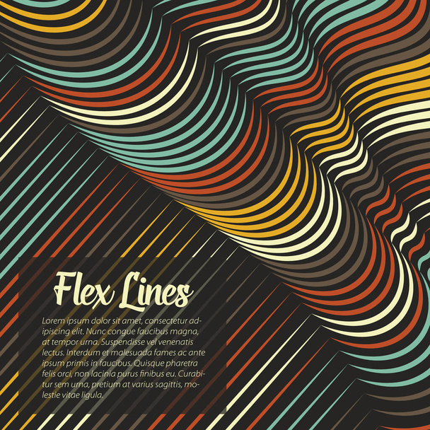 Vector warped lines background. Flexible stripes twisted as silk forming volumetric folds. Colorful stripes with variable width. Modern abstract creative backdrop. - Vettoriali, immagini