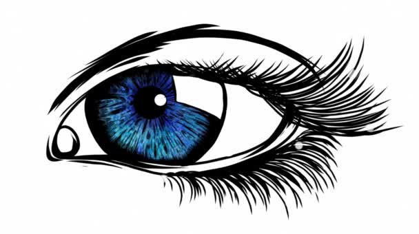 beautiful female blue eye video animation - Footage, Video