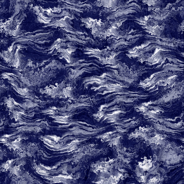 Indigo azul tejido boro algodón teñido efecto textura fondo. Muestra de patrón batik repetición japonesa sin costuras. Blanqueador de teñido de corbata arrugado y angustiado. fusión asiática allover kimono textil. Estampado de tela gastada
 - Foto, Imagen