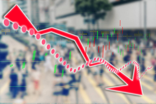 Double exposure of stocks market chart; concept for hong kong stock market or business or labor  - Foto, imagen