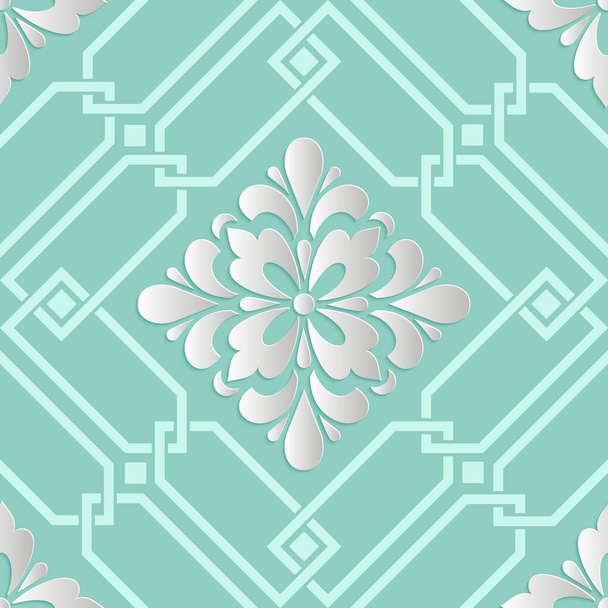 Vector damask seamless pattern element. Elegant luxury texture for wallpapers, backgrounds and page fill. 3D elements with shadows and highlights. Paper cut. - Διάνυσμα, εικόνα