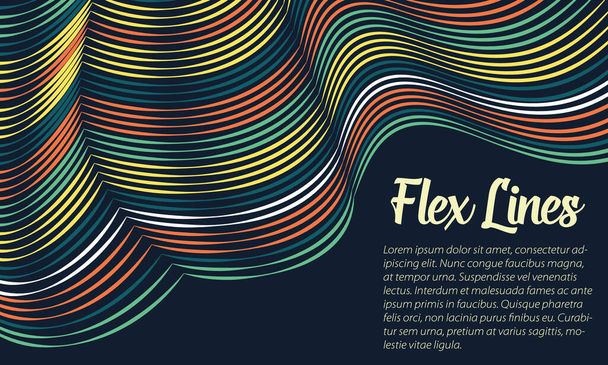 Vector warped lines background. Flexible stripes twisted as silk forming volumetric folds. Colorful stripes with variable width. Modern abstract creative backdrop. - Vector, Image
