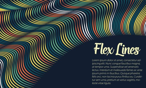 Vector warped lines background. Flexible stripes twisted as silk forming volumetric folds. Colorful stripes with variable width. Modern abstract creative backdrop. - Διάνυσμα, εικόνα