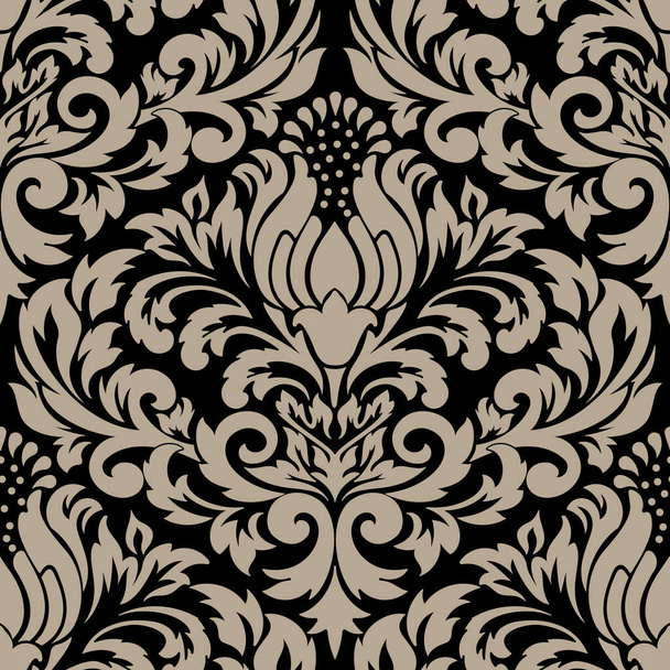 Vector damask seamless pattern element. Classical luxury old fashioned damask ornament, royal victorian seamless texture for wallpapers, textile, wrapping. Exquisite floral baroque template. - Vector, Imagen