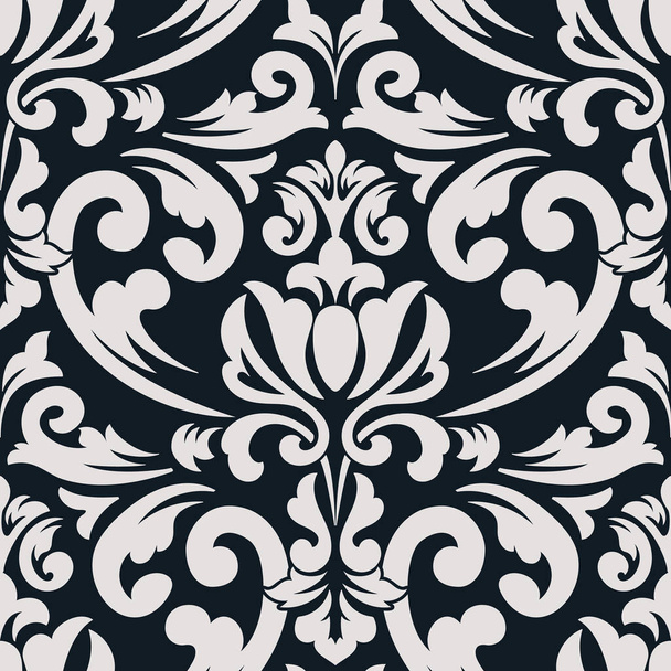 Vector damask seamless pattern element. Classical luxury old fashioned damask ornament, royal victorian seamless texture for wallpapers, textile, wrapping. Exquisite floral baroque template. - Вектор, зображення