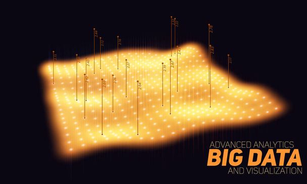 Big data orange plot visualization. Futuristic infographic. Information aesthetic design. Visual data complexity. Complex data threads graphic visualization. Social network. Abstract data graph. - Vector, Image