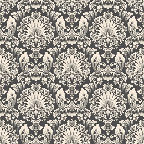 Vector damask seamless pattern background. Classical luxury old fashioned damask ornament, royal victorian seamless texture for wallpapers, textile, wrapping. Exquisite floral baroque template. - Wektor, obraz