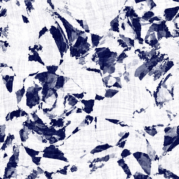 Indigo modrá tkané boro bavlna barvený efekt textury pozadí. Bezešvé japonské opakovací batikové hodinky. Vrásčité zmuchlané barvivo na kravatu. Asijské fusion allover kimono textil. Opotřebovaný potisk látky - Fotografie, Obrázek