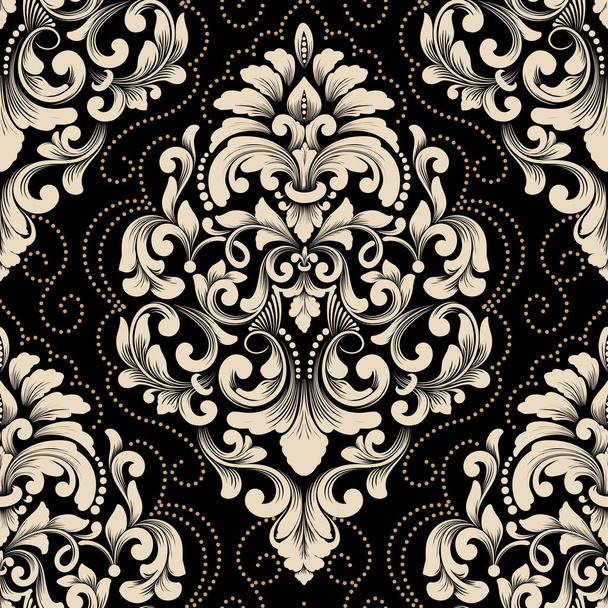 Vector damask seamless pattern element. Classical luxury old fashioned damask ornament, royal victorian seamless texture for wallpapers, textile, wrapping. Exquisite floral baroque template. - Vector, Imagen