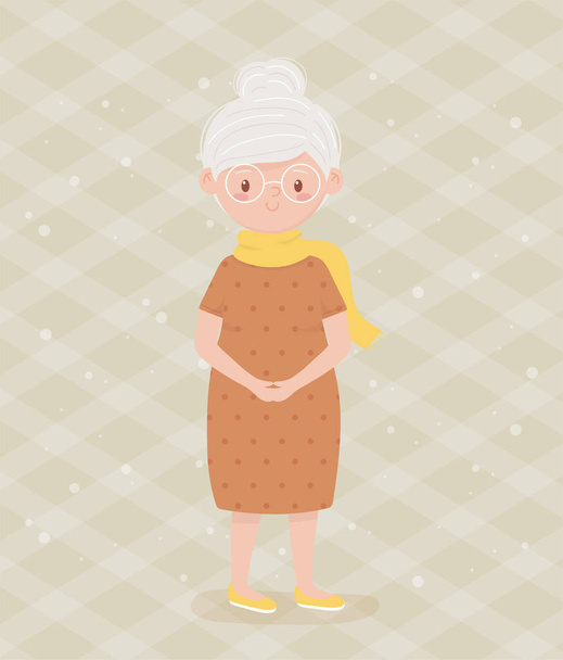 old people, elderly woman grandmother, mature person cartoon character - Vector, Image