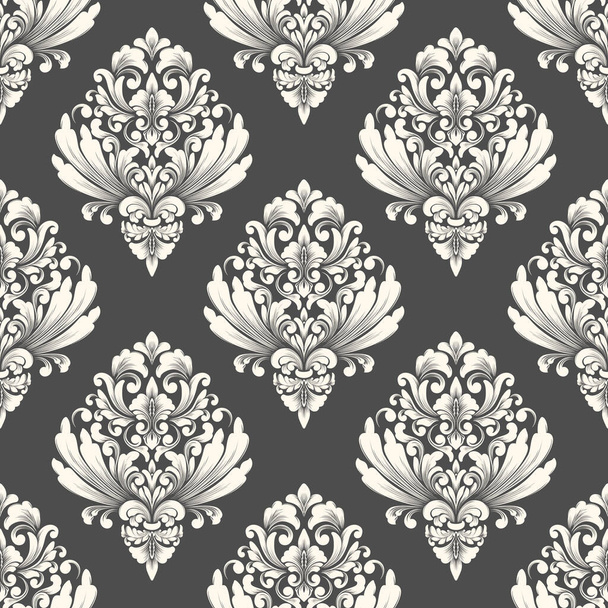 Vector damask seamless pattern background. Classical luxury old fashioned damask ornament, royal victorian seamless texture for wallpapers, textile, wrapping. Exquisite floral baroque template. - Vetor, Imagem