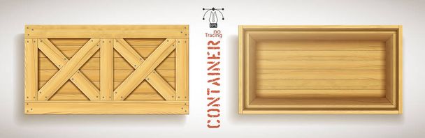 Caja vectorial de madera con cruces dobles en tapa abierta
 - Vector, imagen