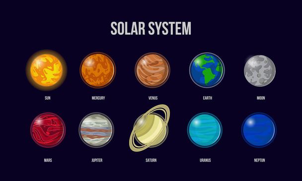 太陽系のイラストベクトル図宇宙に関する知識に良い - ベクター画像
