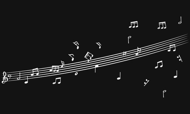doodle música notas padrão de fundo. Música abstrata sobre fundo preto
. - Vetor, Imagem