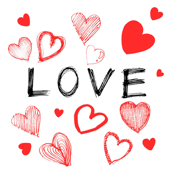 Beyaz arkaplanda kalp aşk ikonunun el çizimi - Vektör, Görsel
