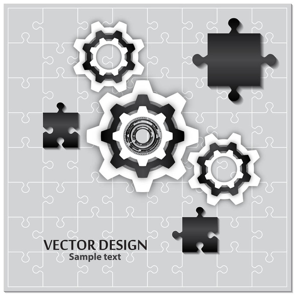 Finished puzzles and gear. The concept of teamwork, cooperation and partnership. Flat design. Vector illustration for your business design. - Vektor, Bild